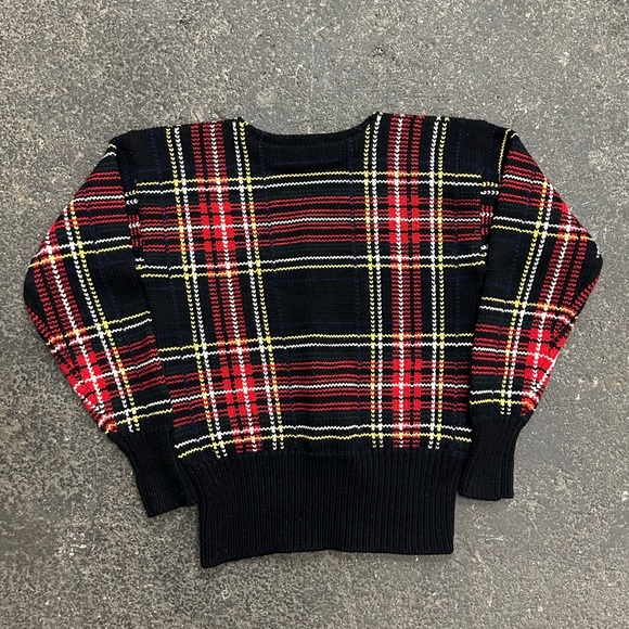 Polo Ralph Lauren Sweaters - Polo Ralph Lauren Plaid Vintage Wool Sweater Women’s Black Small Preppy Cricket